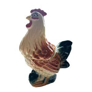 Rooster Chicken Hen Salt Shaker Container Orphan Farm House